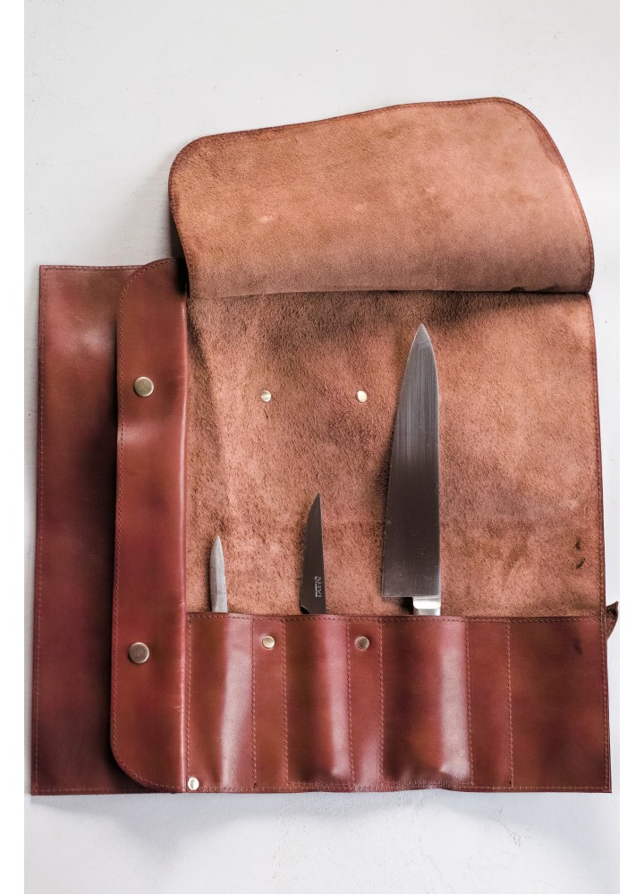 Комплект: Фартук и скрутка для ножей из натуральной кожи