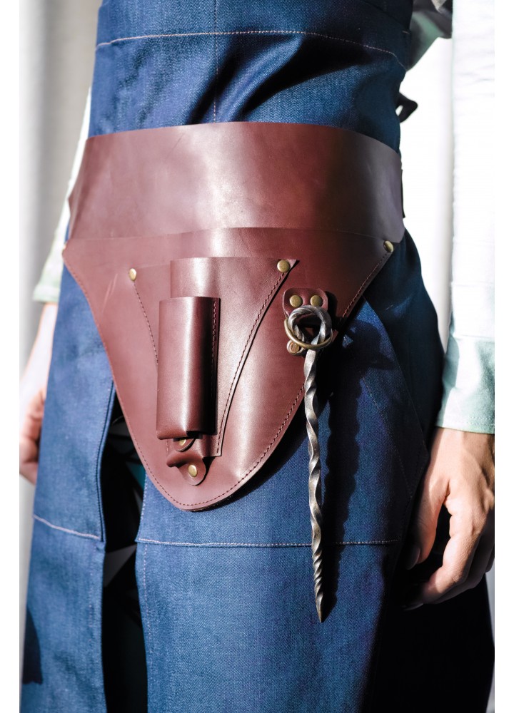 Поясная сумка-кобура из натуральной кожи для инструментов малая с персональной гравировкой