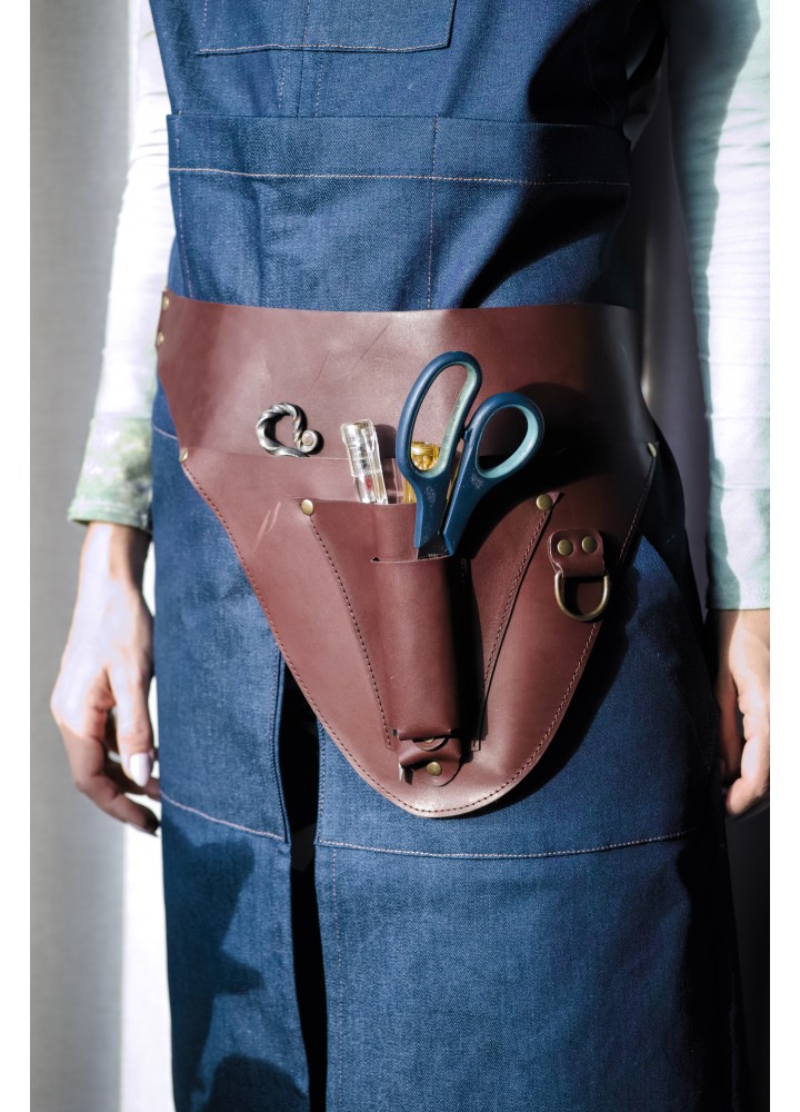 Поясная сумка-кобура из натуральной кожи для инструментов малая с персональной гравировкой